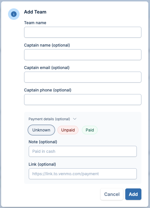 add team dialog screenshot