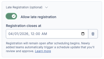 late registration settings